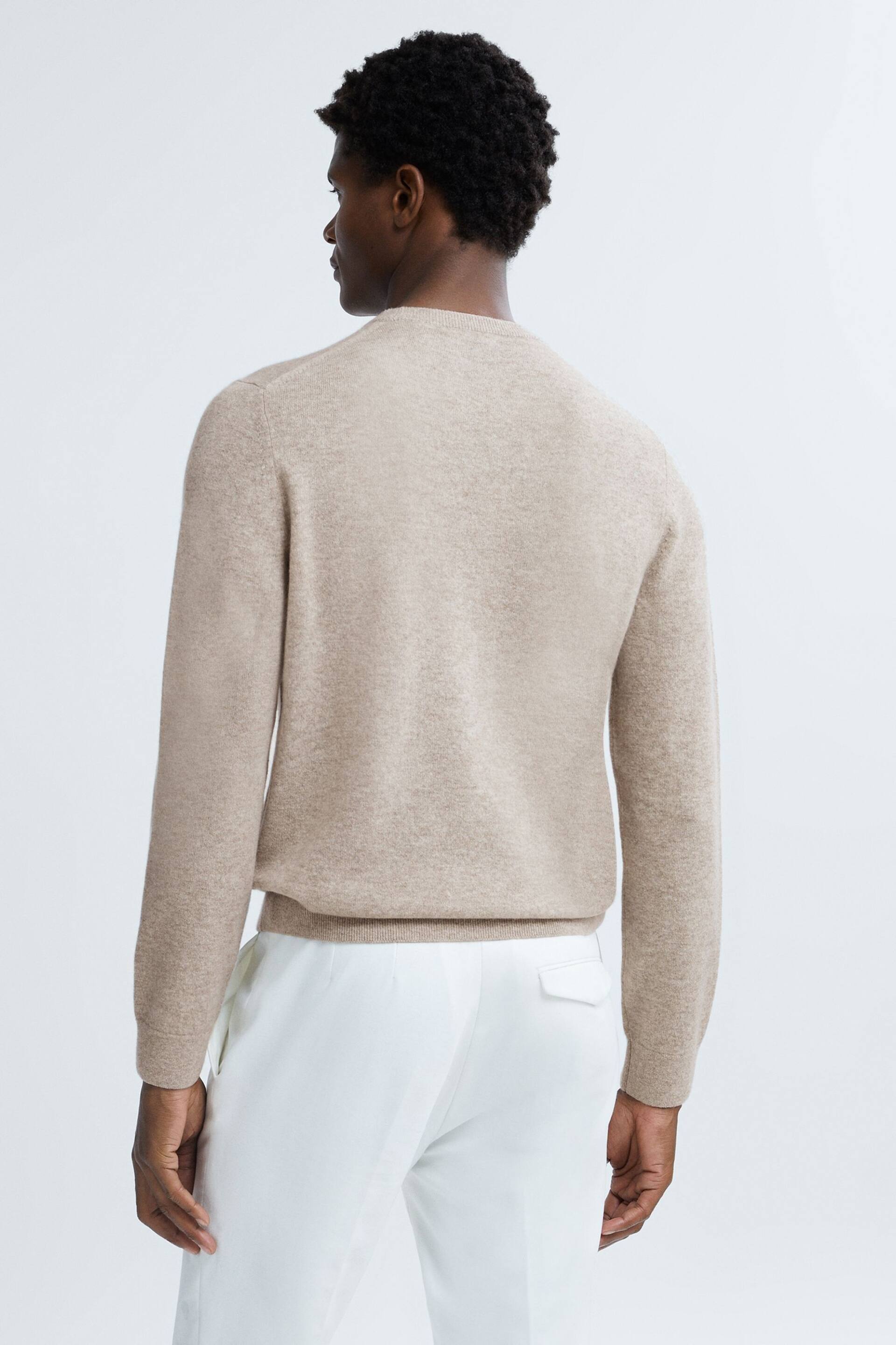 Reiss Sand Melange Monarch Atelier Cashmere Crew Neck Jumper - Image 5 of 6