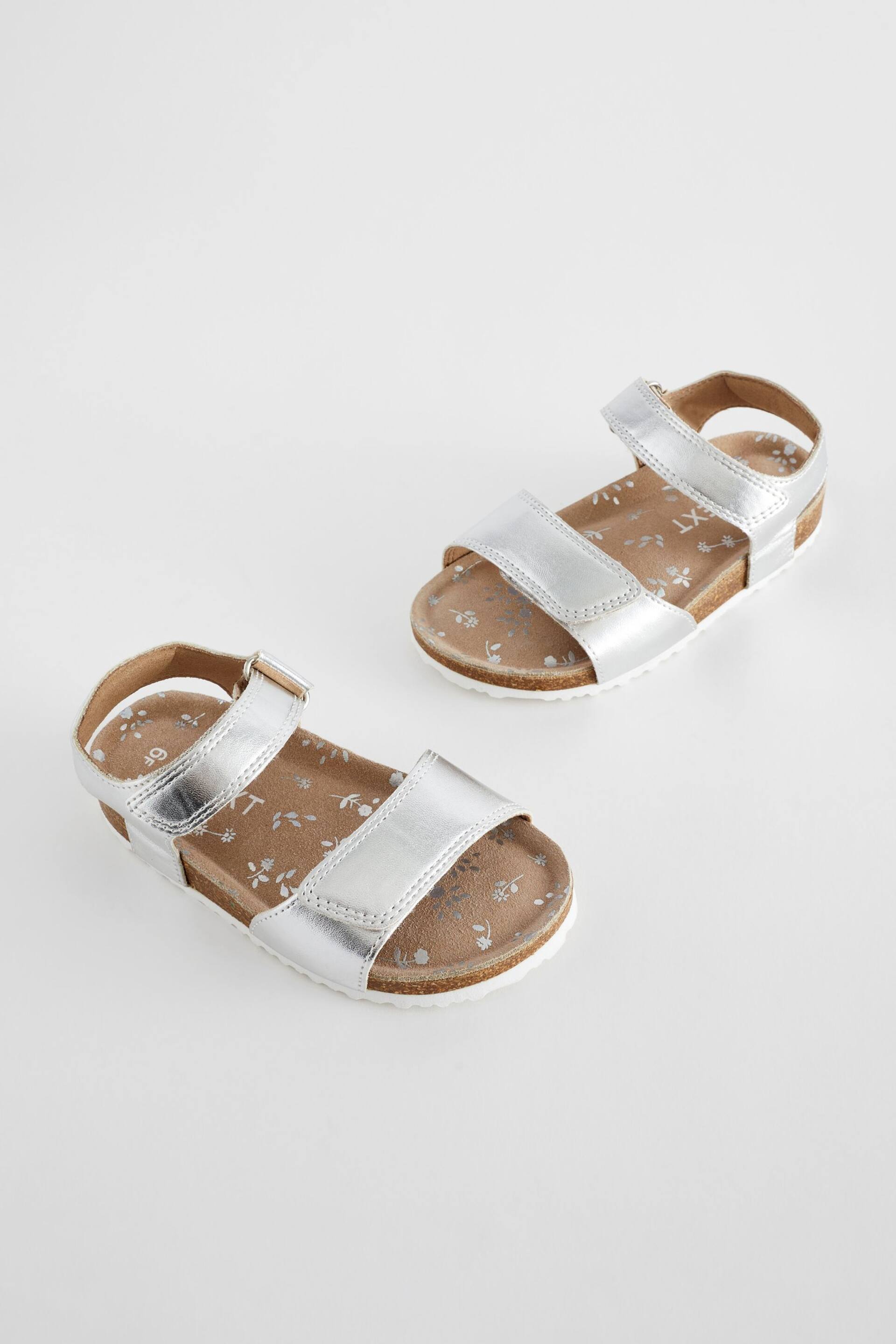 Silver Standard Fit (F) Leather Corkbed Sandals - Image 1 of 6