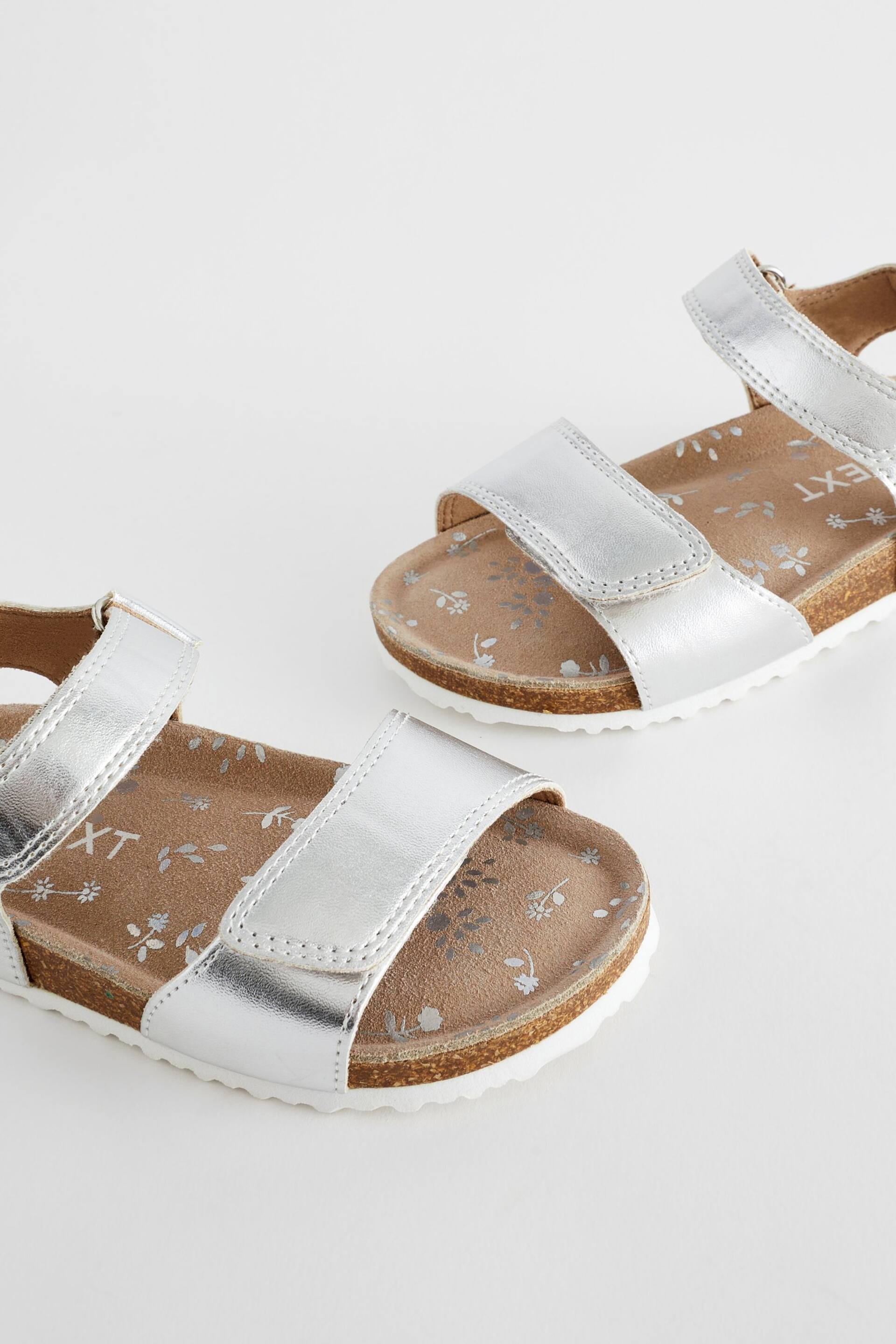 Silver Standard Fit (F) Leather Corkbed Sandals - Image 4 of 6