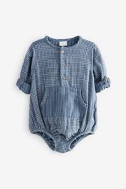 Blue Woven Long Sleeve Bloomer Romper (0mths-2yrs) - Image 6 of 8