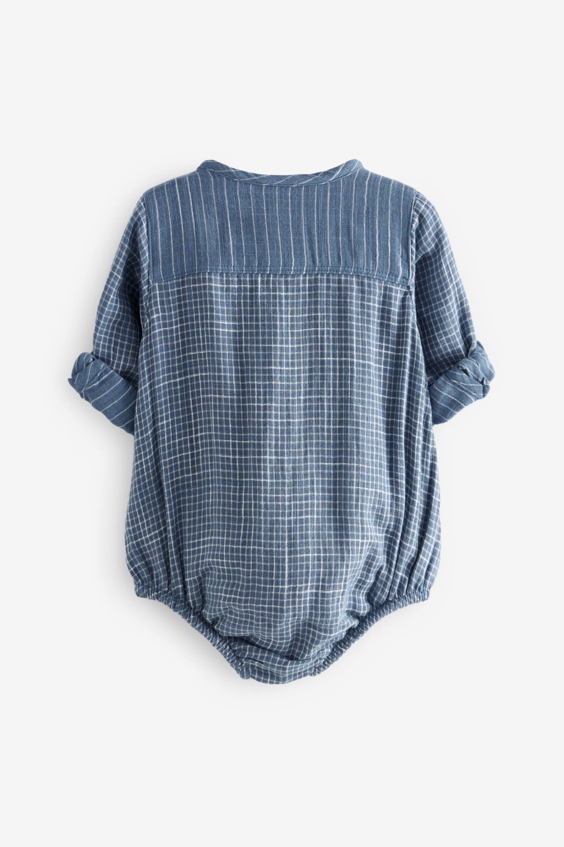 Blue Woven Long Sleeve Bloomer Romper (0mths-2yrs) - Image 7 of 8