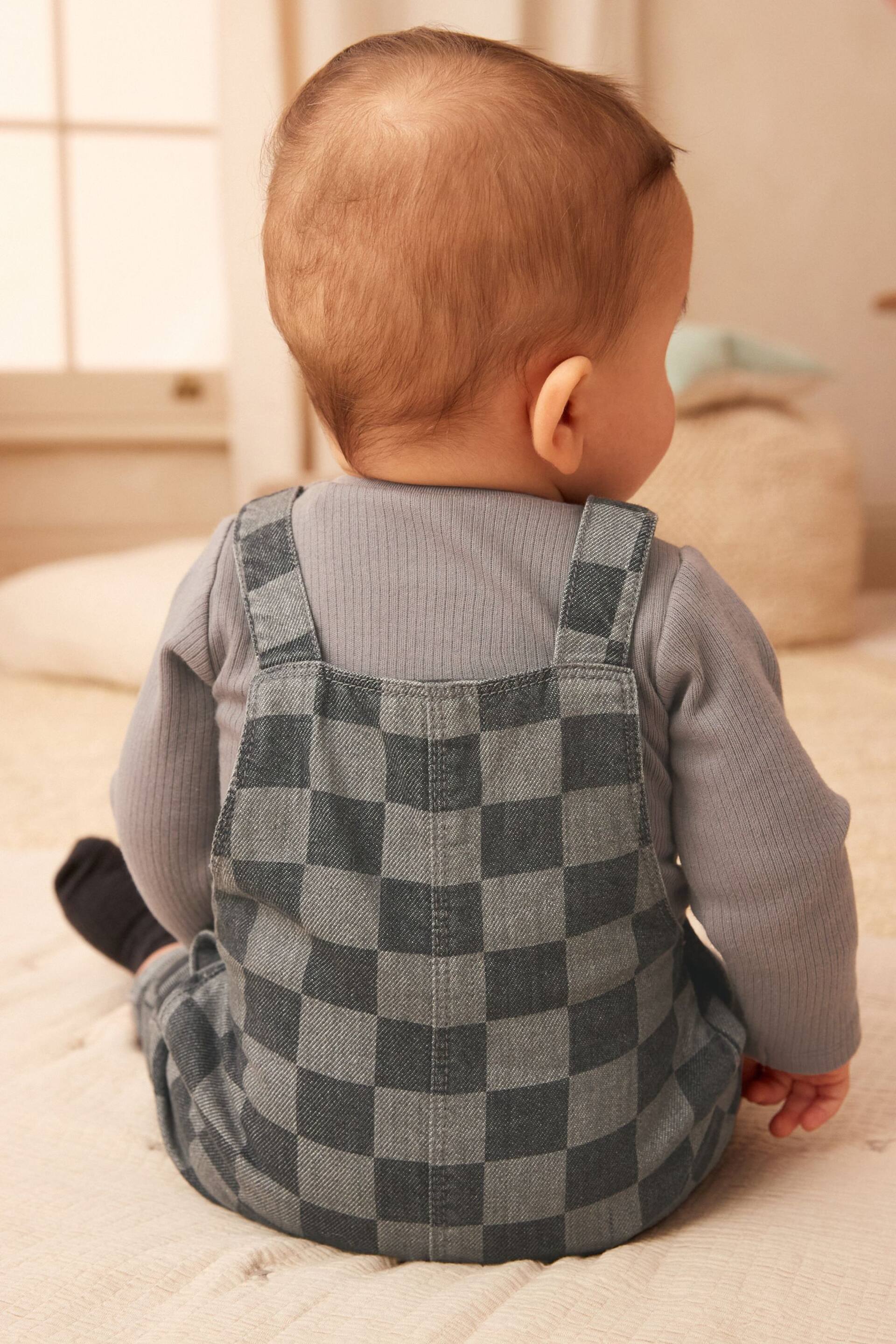 Monochrome Check Baby Denim Dungarees And Bodysuit Set (0mths-2yrs) - Image 2 of 7