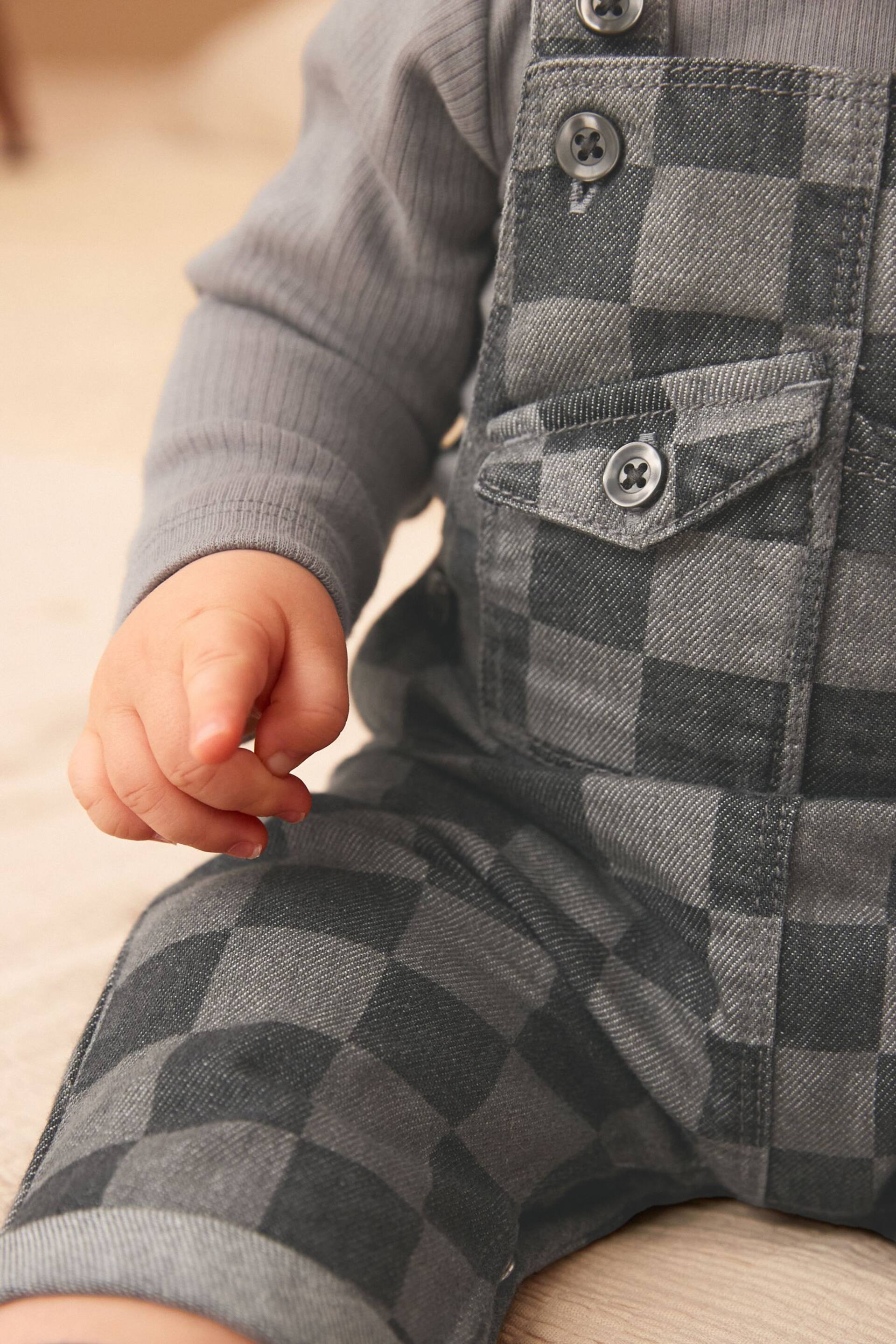 Monochrome Check Baby Denim Dungarees And Bodysuit Set (0mths-2yrs) - Image 3 of 7