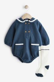 Navy Blue Sailor Baby Romper And Socks Set (0mths-2yrs) - Image 1 of 11