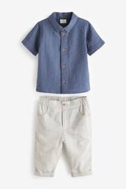 Navy Blue/Grey Shirt and Trousers 2 Piece Baby Set (0mths-2yrs) - Image 1 of 3