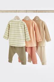 Orange/Sage Green Stripe Baby T-Shirts And Leggings Set 6 Pack - Image 7 of 12