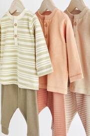 Orange/Sage Green Stripe Baby T-Shirts And Leggings Set 6 Pack - Image 8 of 12