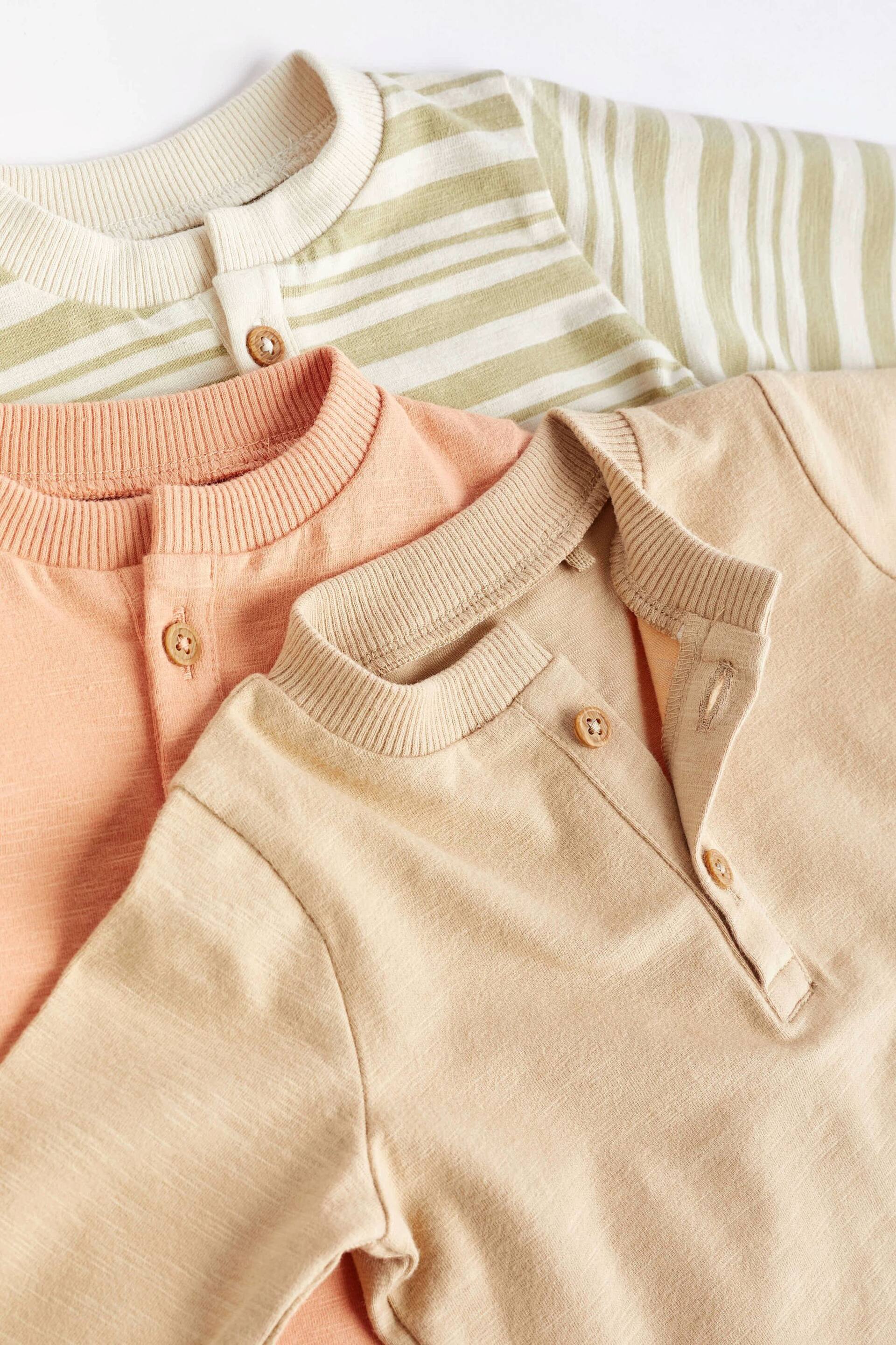 Orange/Sage Green Stripe Baby T-Shirts And Leggings Set 6 Pack - Image 9 of 12