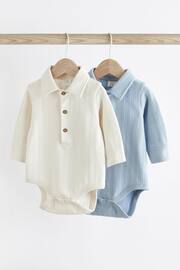 Blue/White Baby Collar Bodysuits 2 Pack - Image 1 of 7