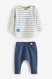 Blue/White Bunny Baby Top and Leggings 2 Piece Set - Image 4 of 6