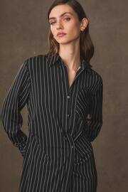 Black/White Stripe Asymmetric Pinstripe Shirt Dress - Image 5 of 7