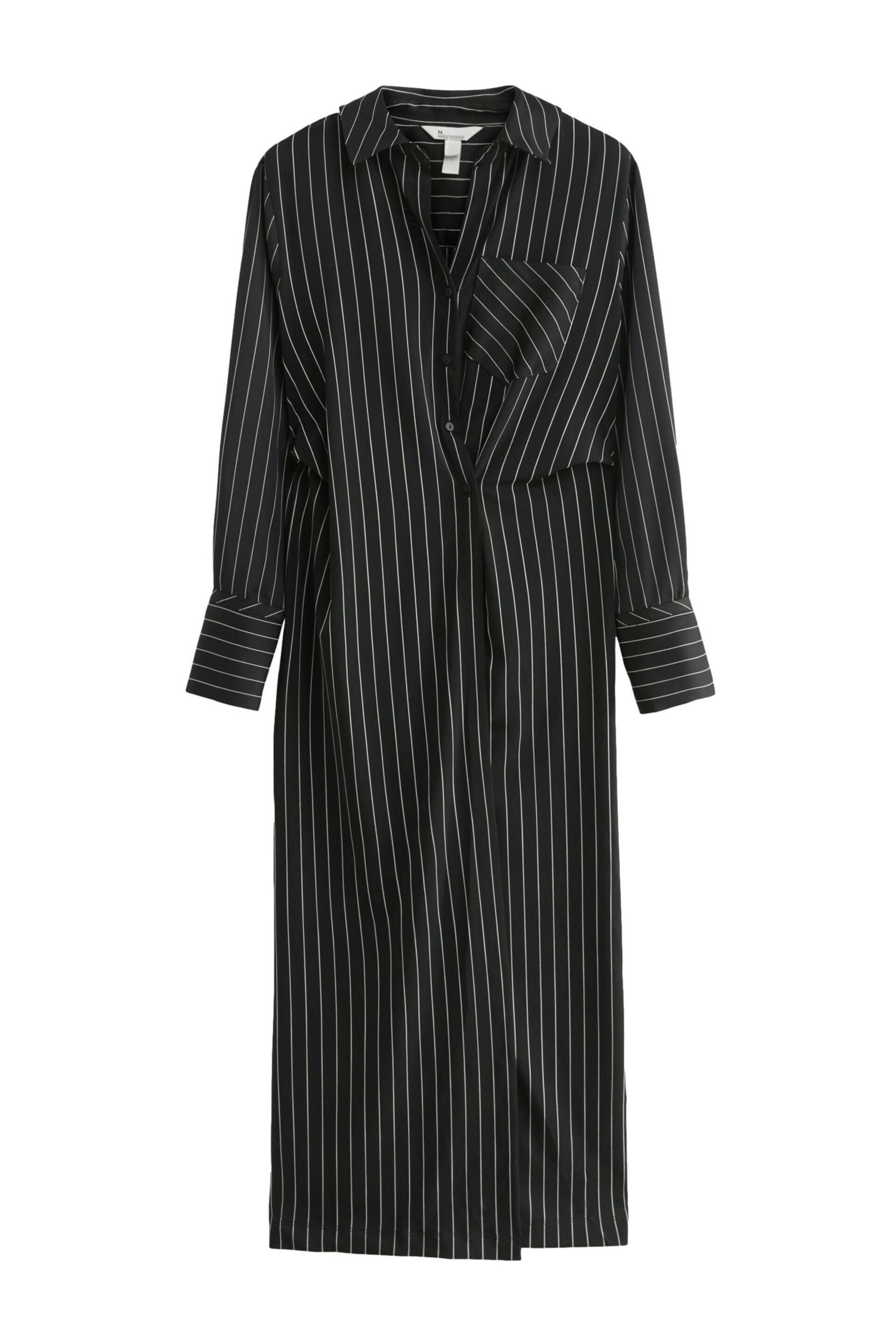 Black/White Stripe Asymmetric Pinstripe Shirt Dress - Image 6 of 7