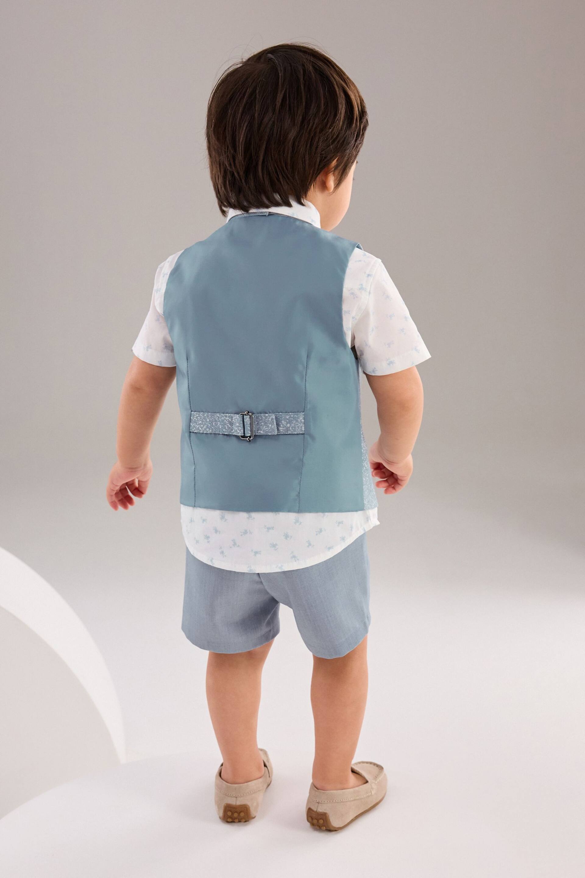 Blue Opulent Waistcoat, Shirt, Short & Bow Tie Set (3mths-9yrs) - Image 3 of 9