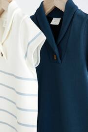 Blue Stripe Collar Jersey Rompers 2 Pack - Image 3 of 6