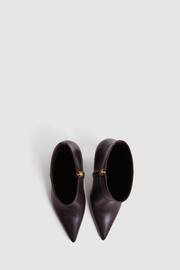 Reiss Burgundy Vanessa Leather Heeled Ankle Boots - Image 3 of 5