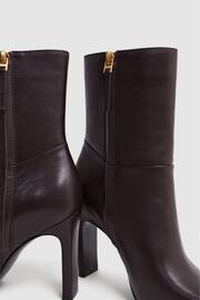 Reiss Burgundy Vanessa Leather Heeled Ankle Boots - Image 5 of 5