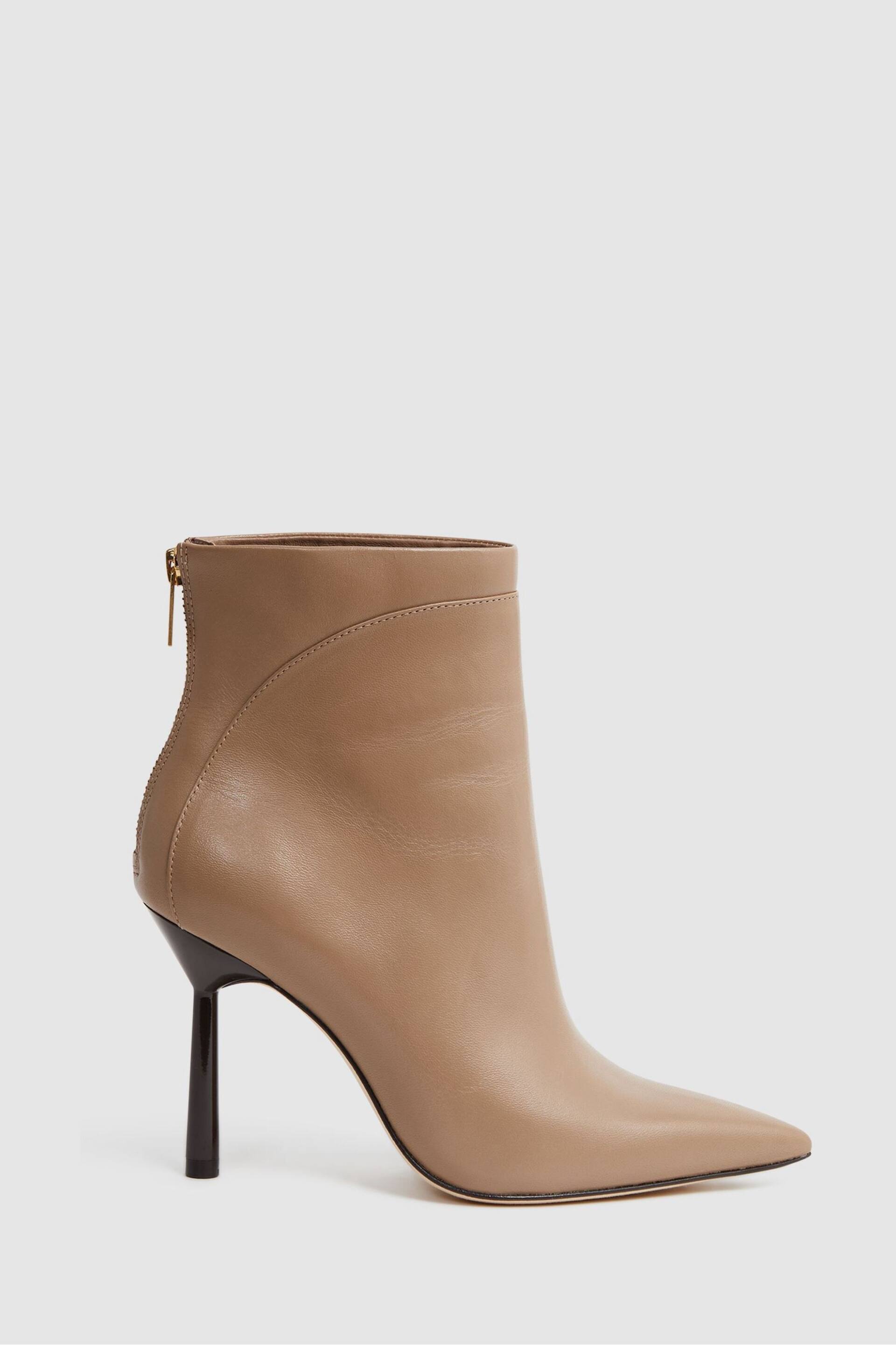 Reiss Camel Lyra Signature Leather Ankle Boots - Image 1 of 5
