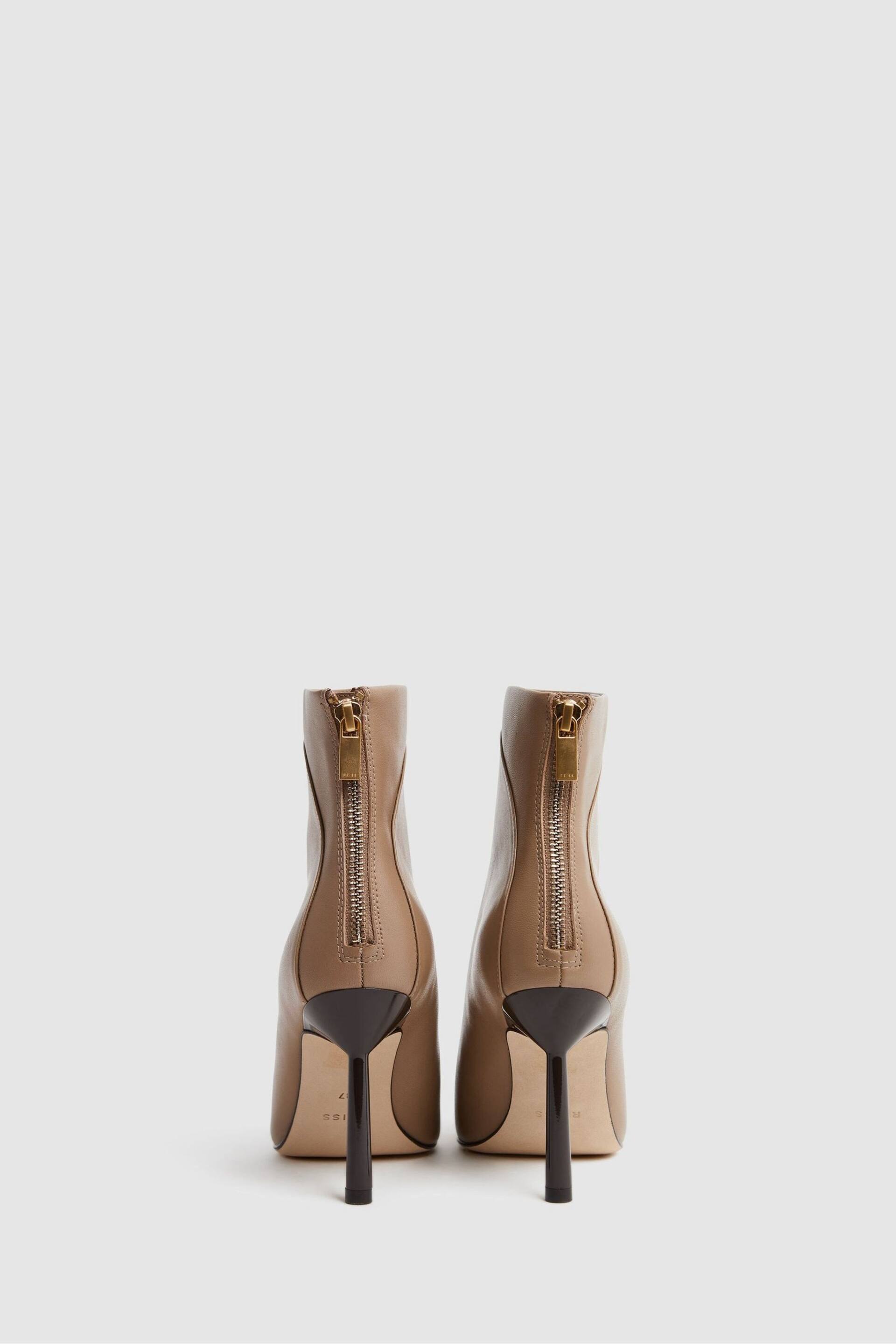 Reiss Camel Lyra Signature Leather Ankle Boots - Image 4 of 5