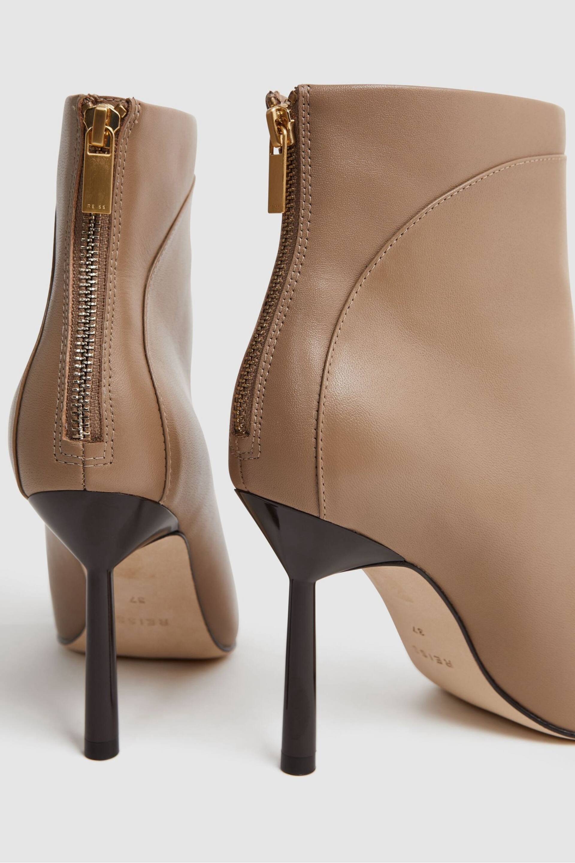 Reiss Camel Lyra Signature Leather Ankle Boots - Image 5 of 5