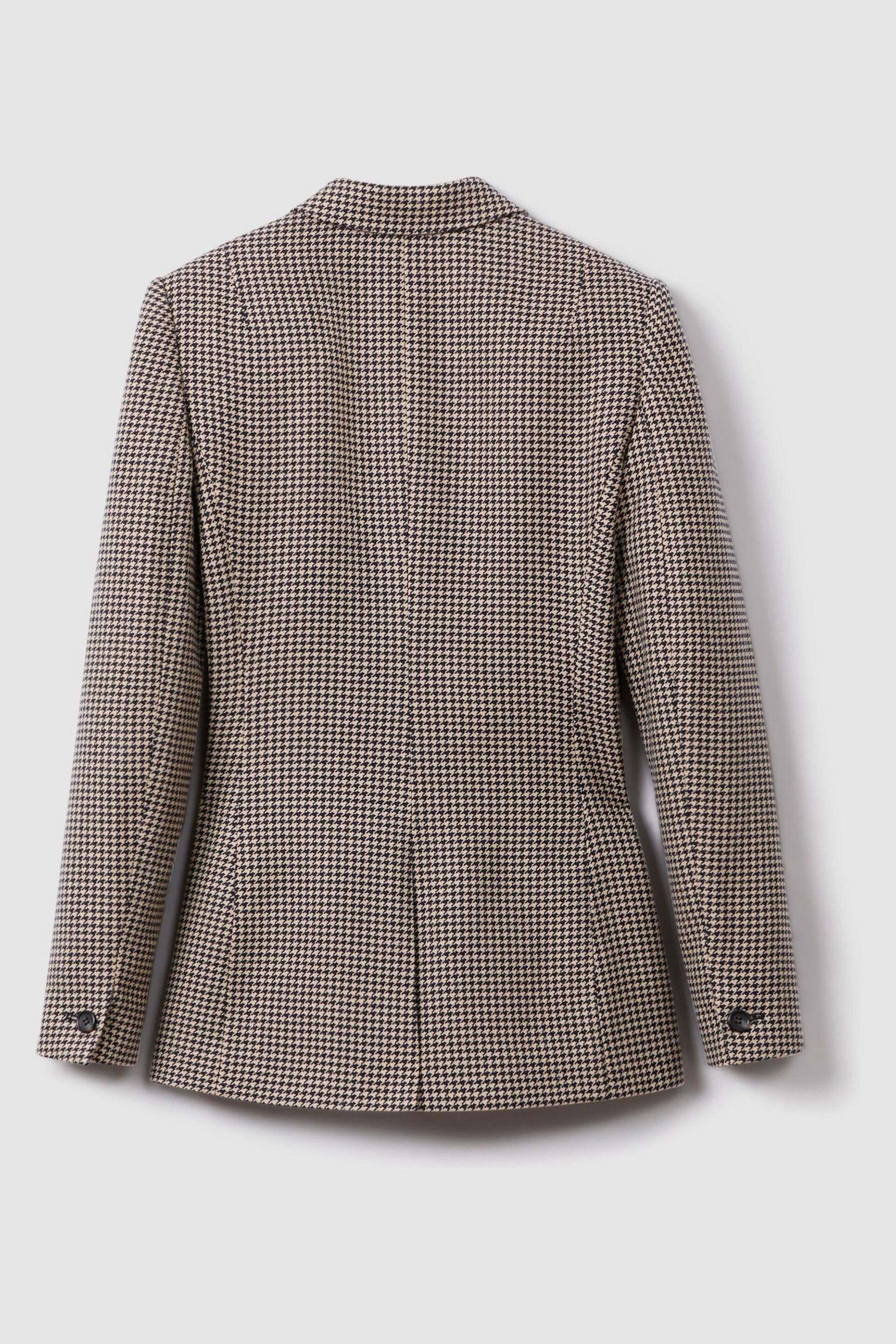 Reiss Black/Camel Ella Wool Blend Double Breasted Dogtooth Blazer - Image 4 of 5