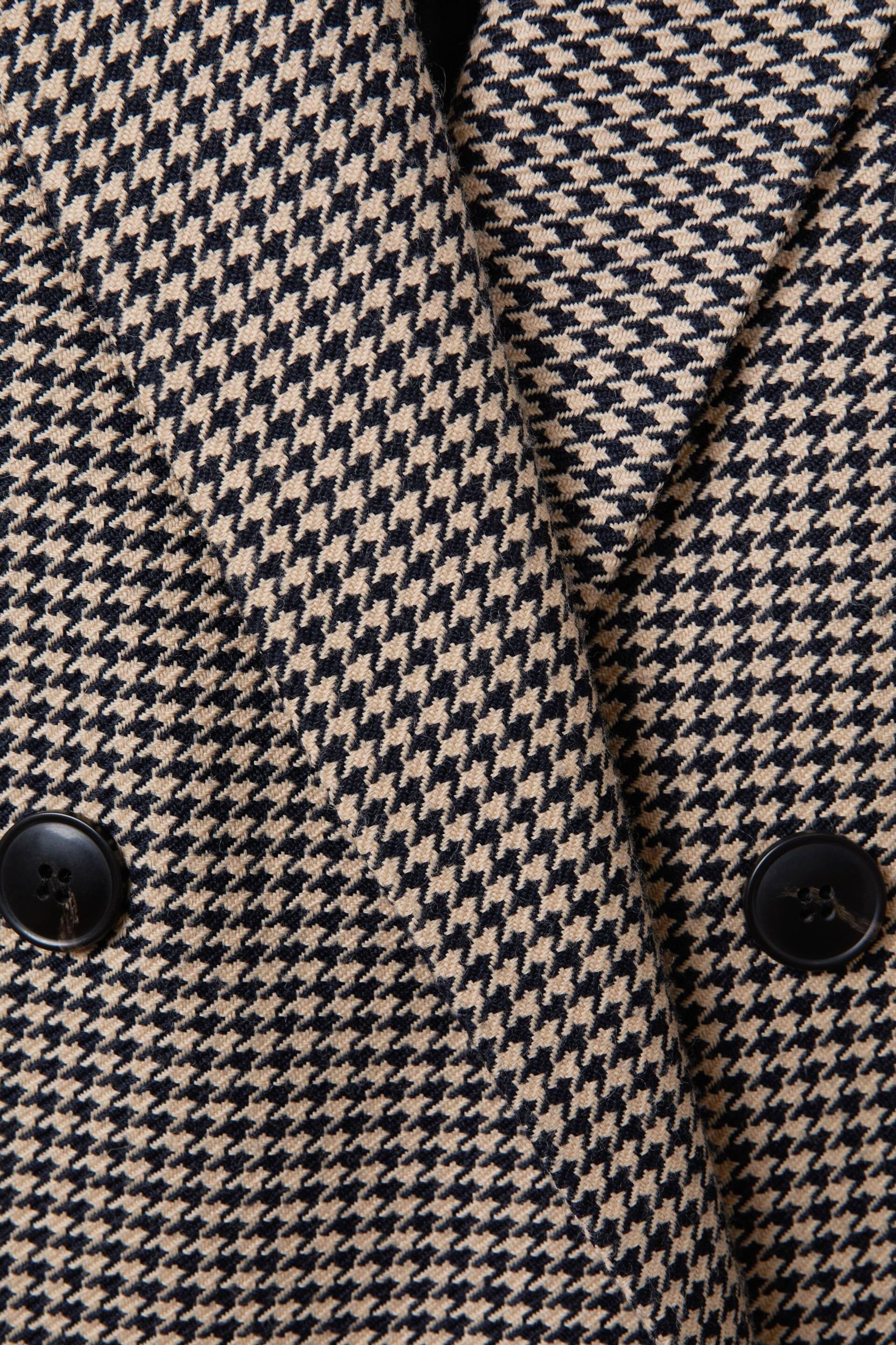 Reiss Black/Camel Ella Wool Blend Double Breasted Dogtooth Blazer - Image 5 of 5