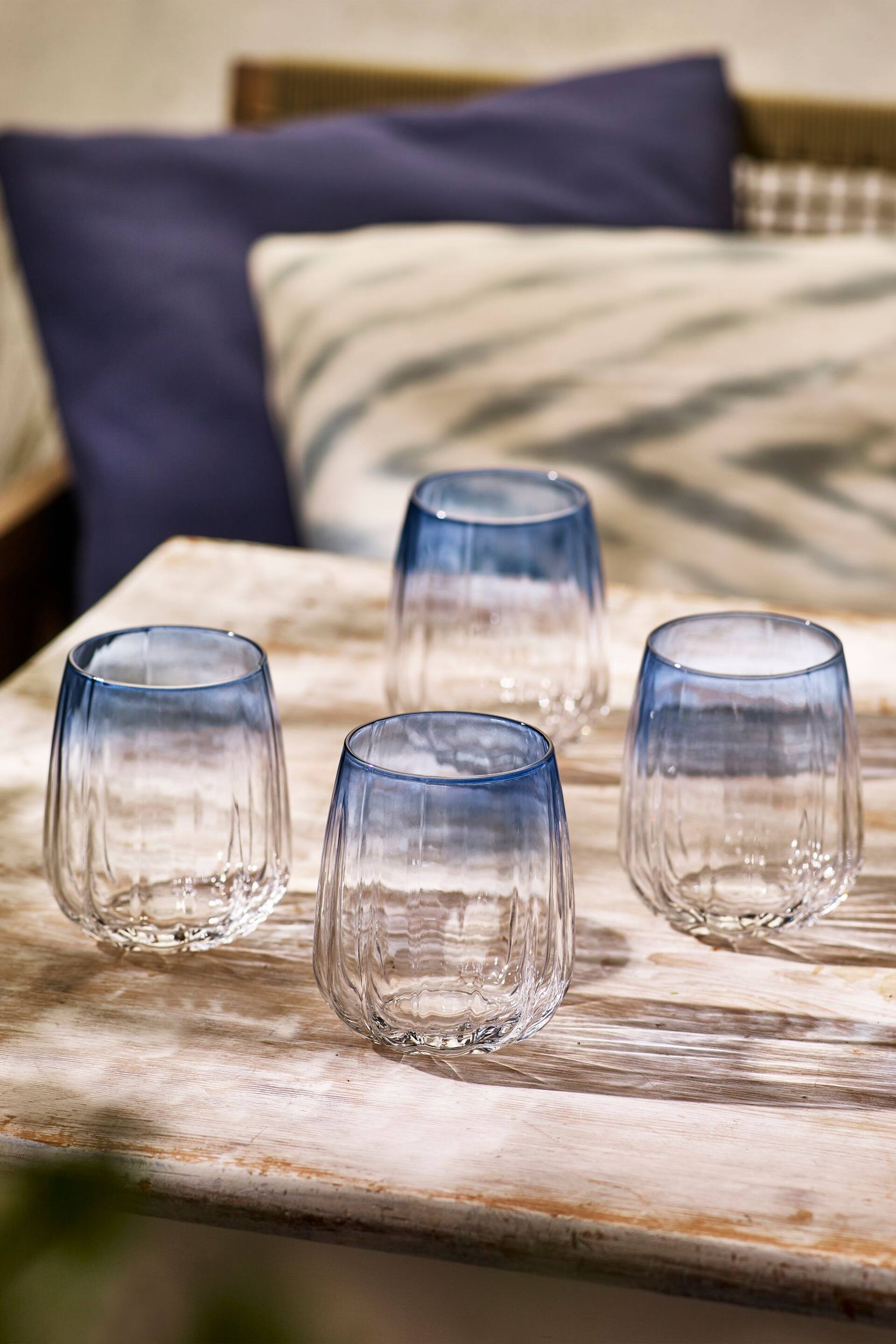 Set of 4 Blue Salcombe Tumbler Glasses - Image 3 of 4
