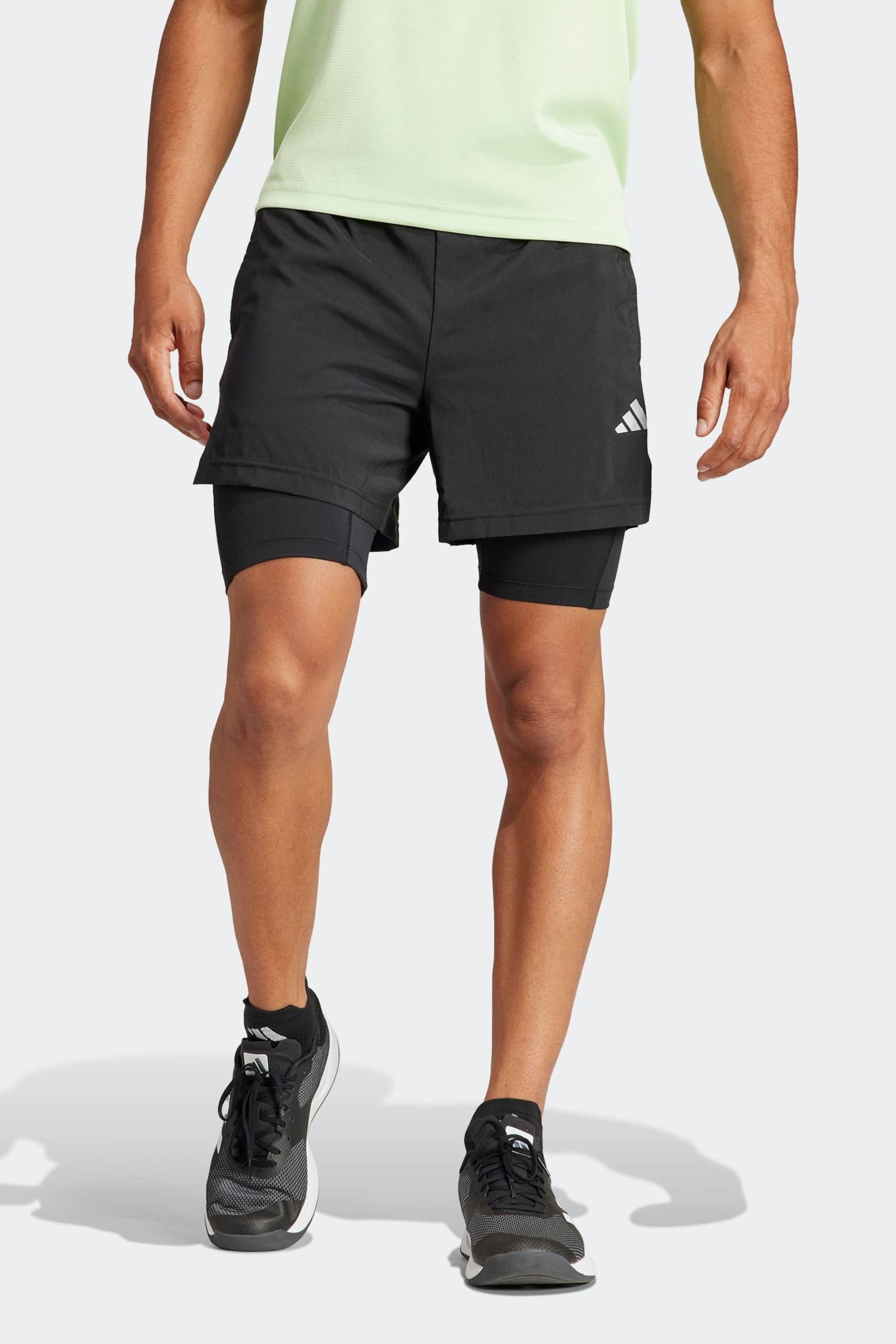 adidas Black Gym Training 2-In-1 Shorts - Image 1 of 6