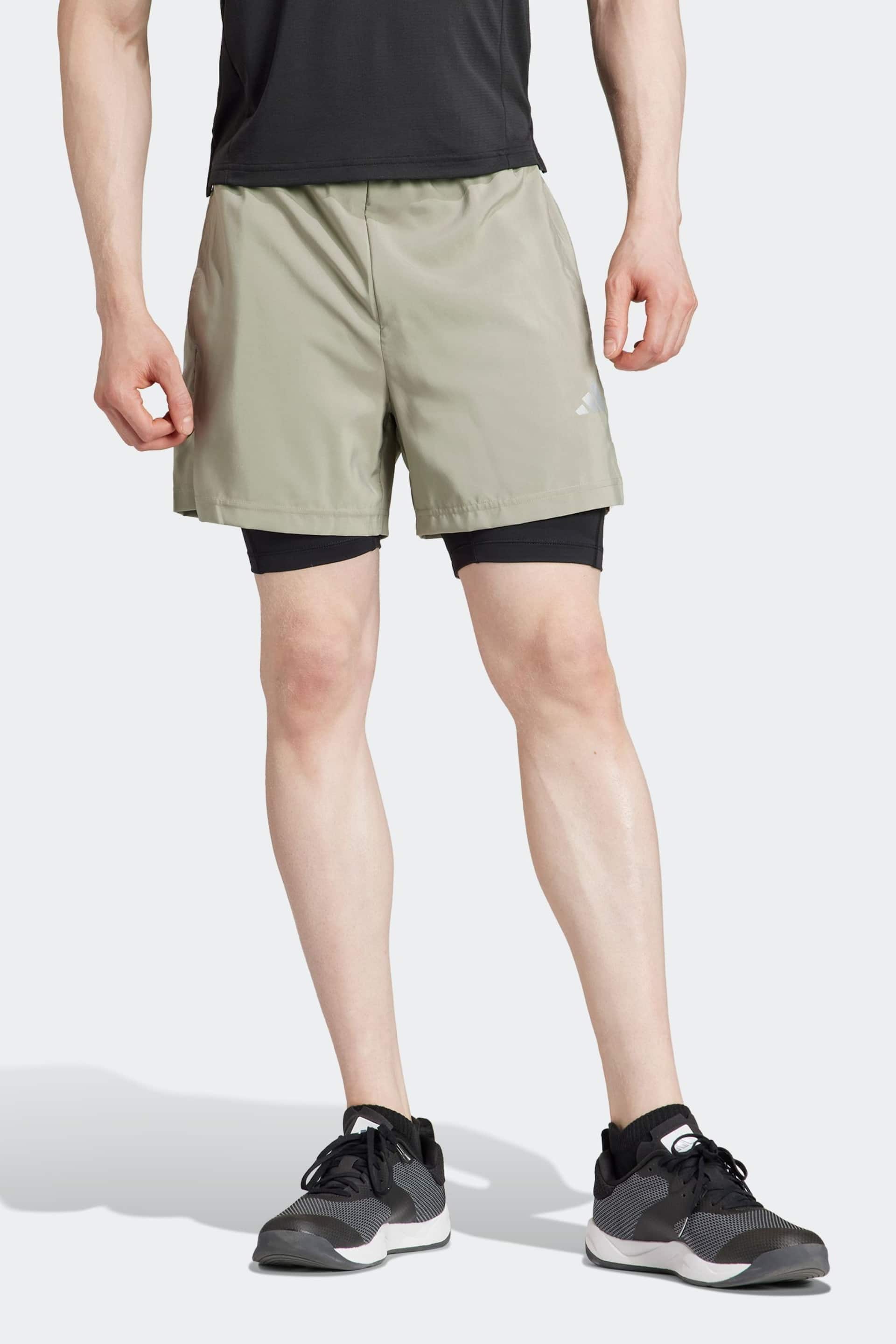 adidas Green Gym Training 2-In-1 Shorts - Image 1 of 6