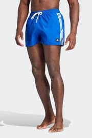adidas Blue 3-Stripes CLX Very-Short-Length Swim Shorts - Image 1 of 6