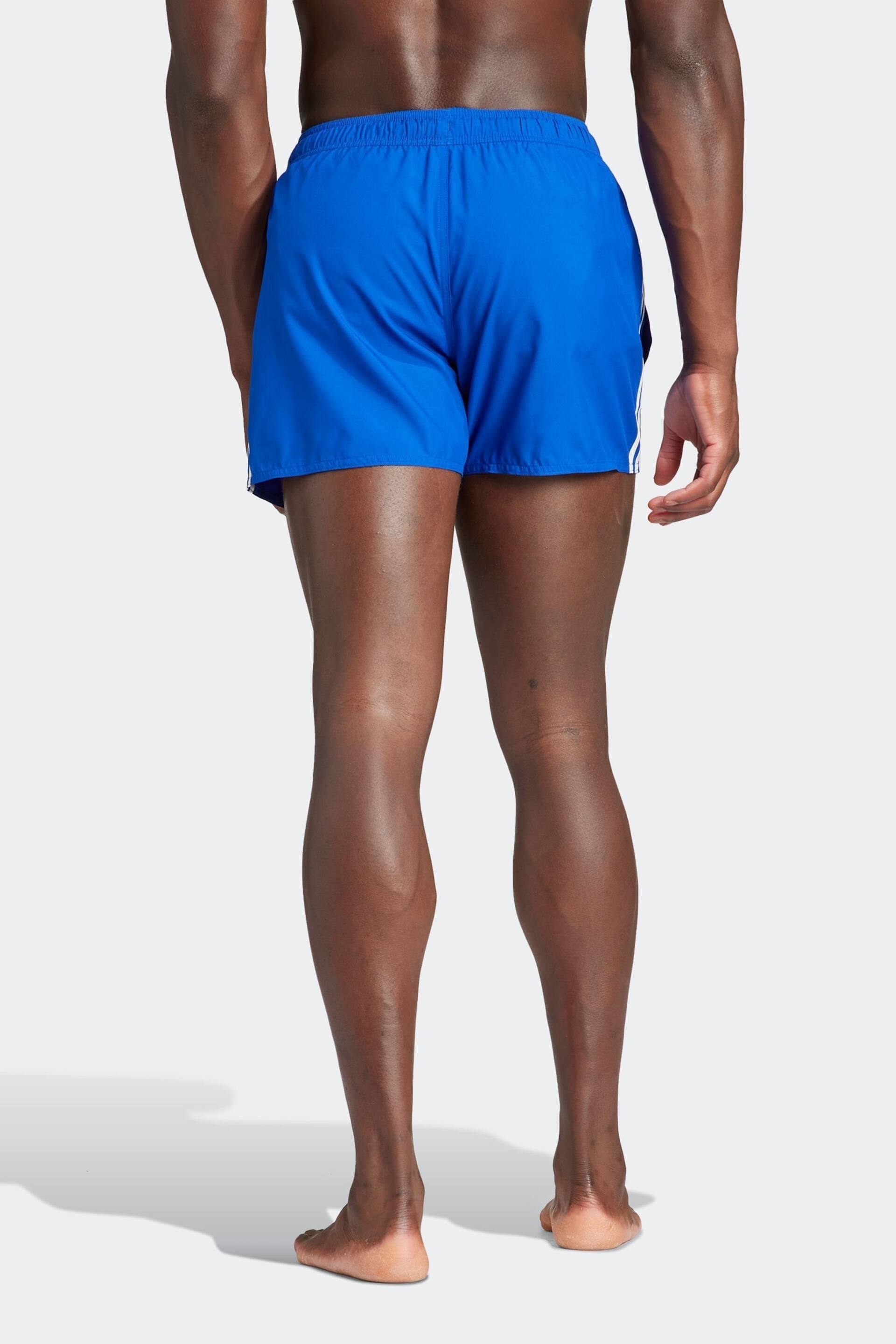 adidas Blue 3-Stripes CLX Very-Short-Length Swim Shorts - Image 2 of 6