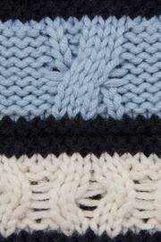 Reiss Ecru/Blue Littleton Junior Cable Knitted Striped Jumper - Image 5 of 5
