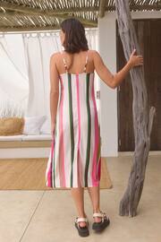 Pink/Green Stripe Midi Strappy Summer Slip Dress - Image 3 of 7