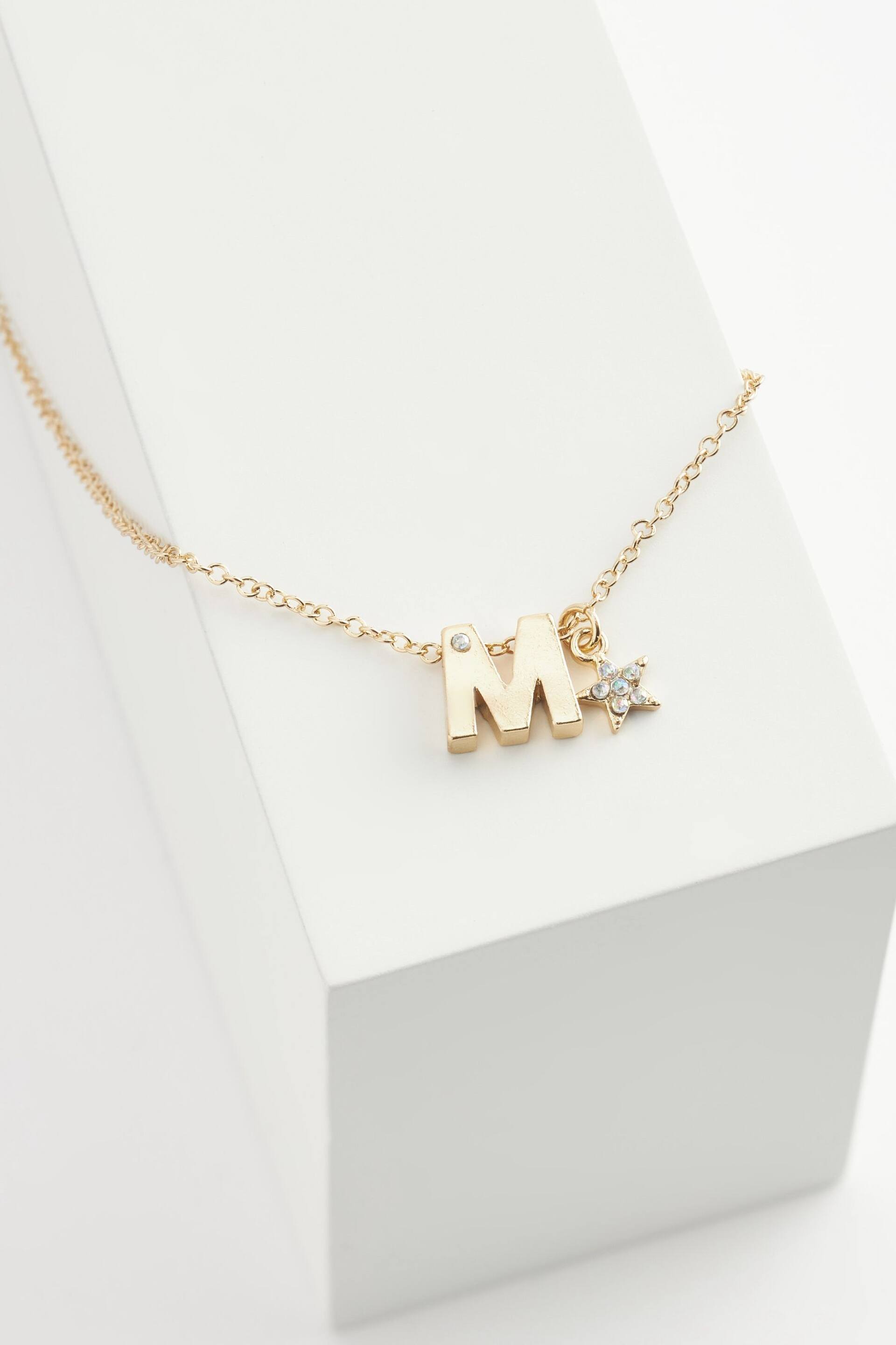 Gold Tone M Star Initial Necklace - Image 1 of 3