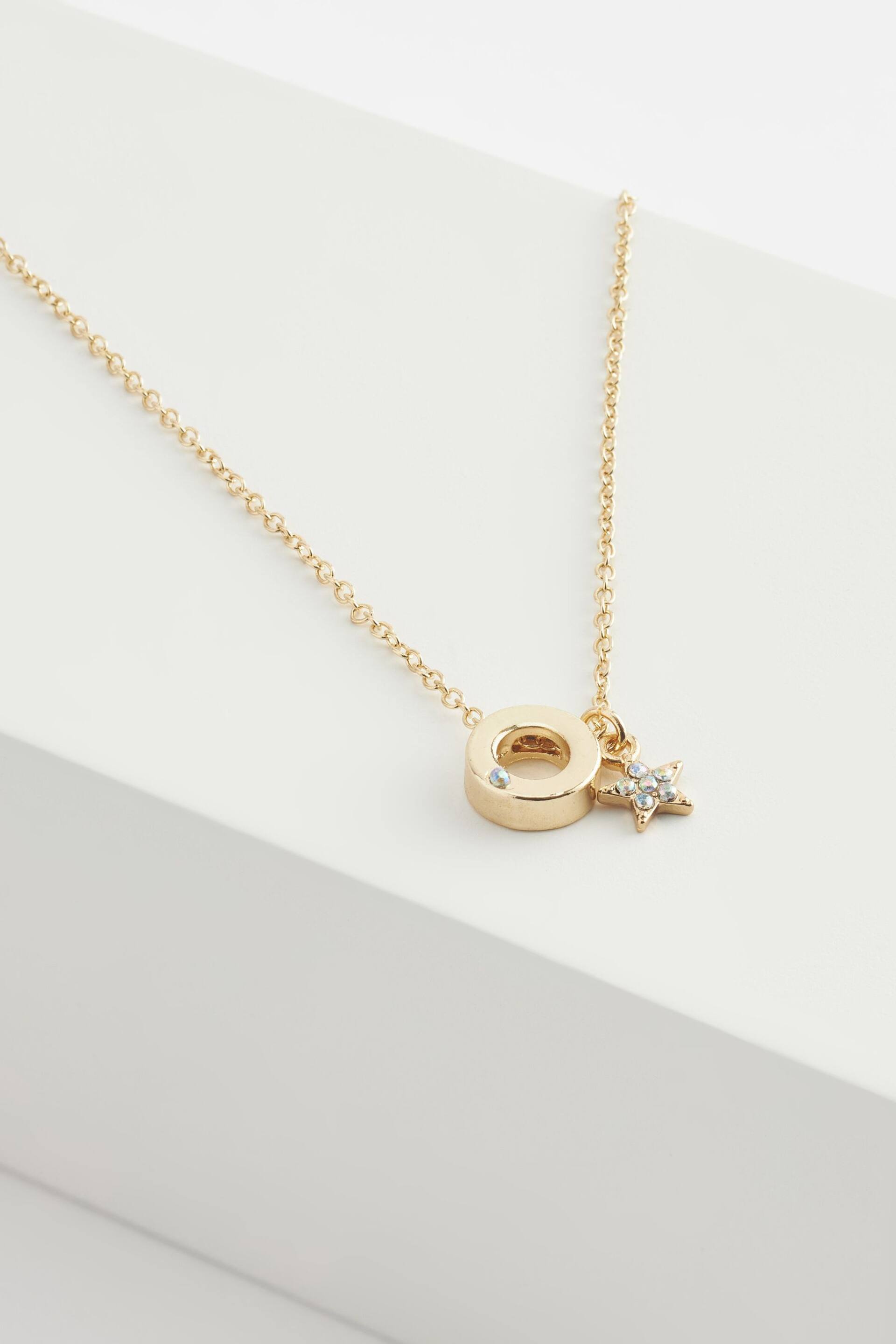 Gold Tone O Star Initial Necklace - Image 1 of 3