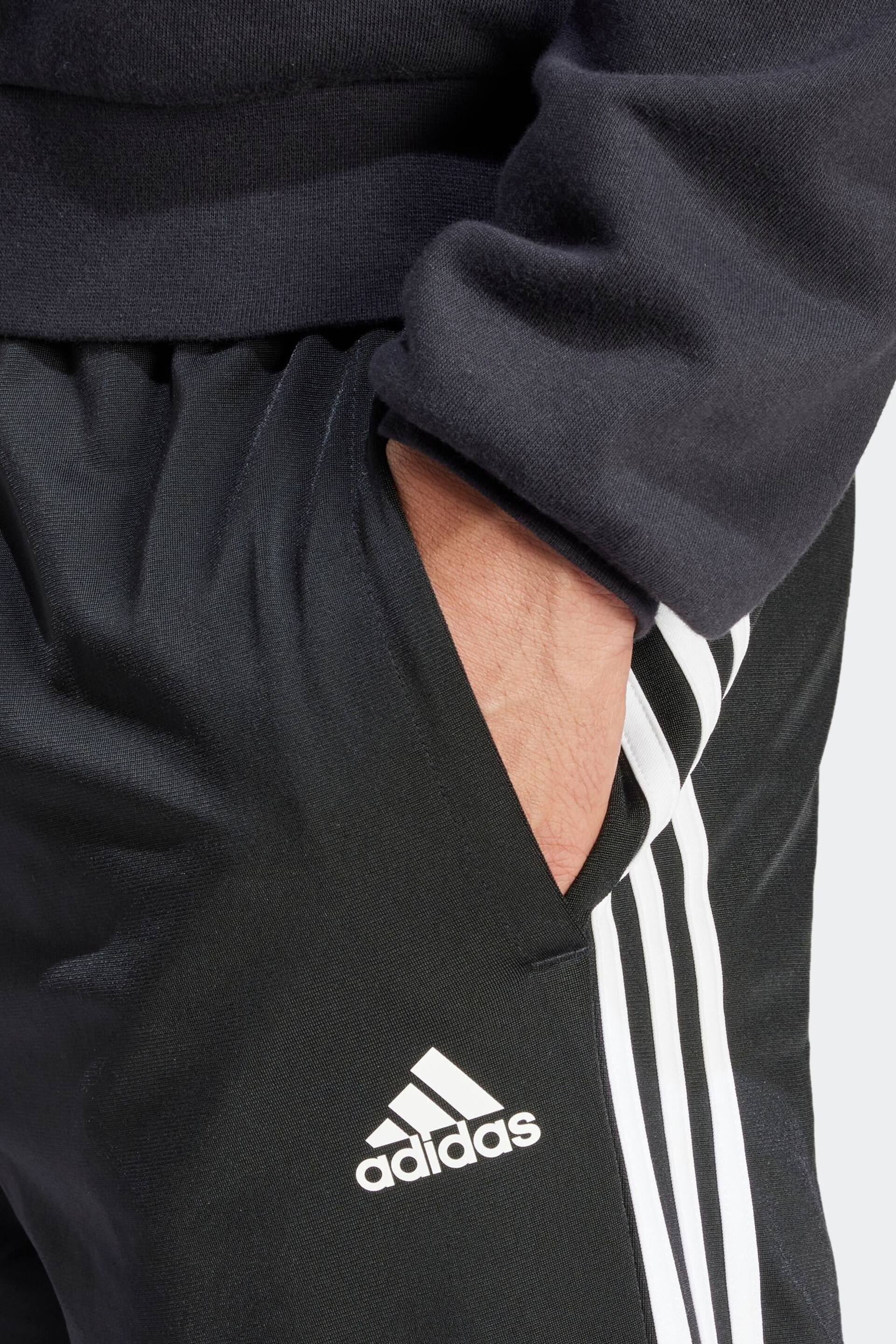 adidas Dark Black Sportswear Essentials Warm Up Tapered 3-Stripes Joggers - Image 4 of 6