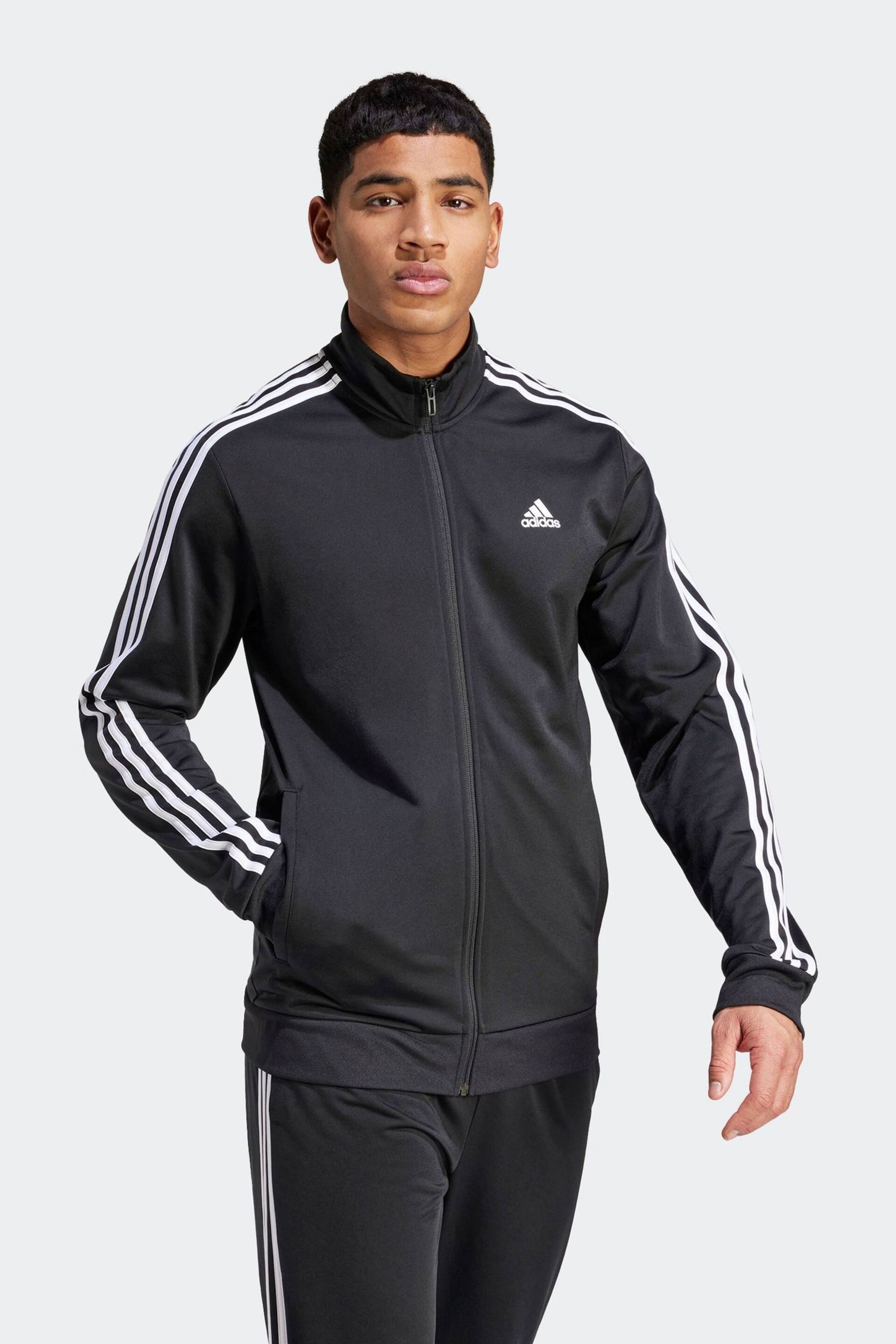 adidas Black Sportswear Essentials Warm Up 3 Stripes Track Top - Image 3 of 6