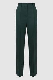 Reiss Bottle Green Jade Wide Wide Leg Wool Blend Mid Rise Suit Trousers - Image 2 of 5