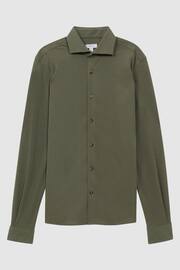 Reiss Khaki Bobby Slim Fit Cutaway Collar Modal Shirt - Image 2 of 6