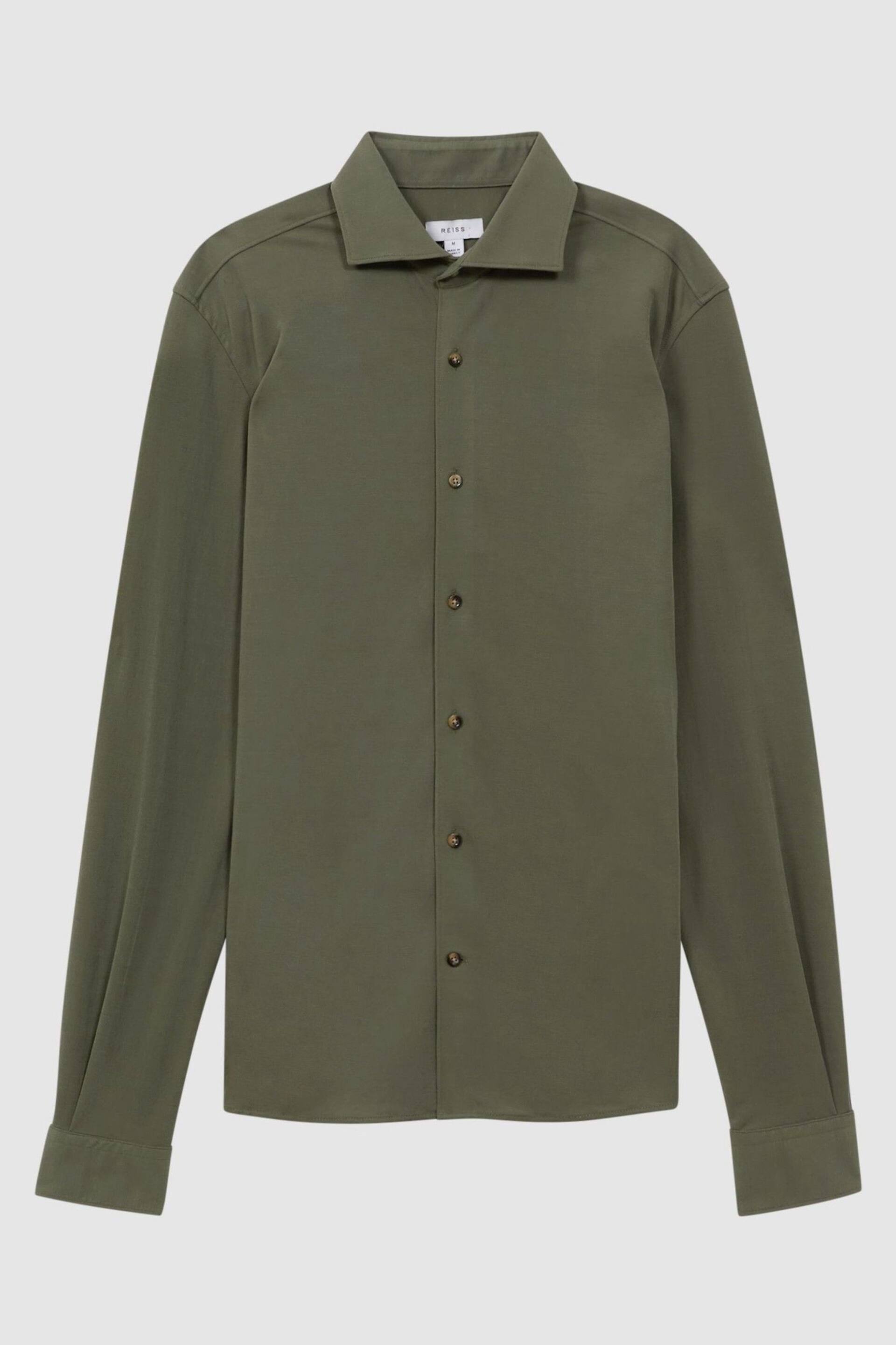 Reiss Khaki Bobby Slim Fit Cutaway Collar Modal Shirt - Image 2 of 6