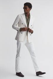 Reiss Khaki Bobby Slim Fit Cutaway Collar Modal Shirt - Image 6 of 6