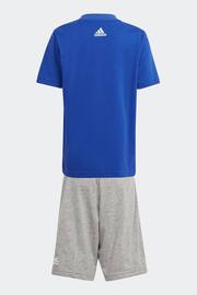adidas Blue/Grey Kids Essentials Logo T-Shirt and Short Set - Image 2 of 6