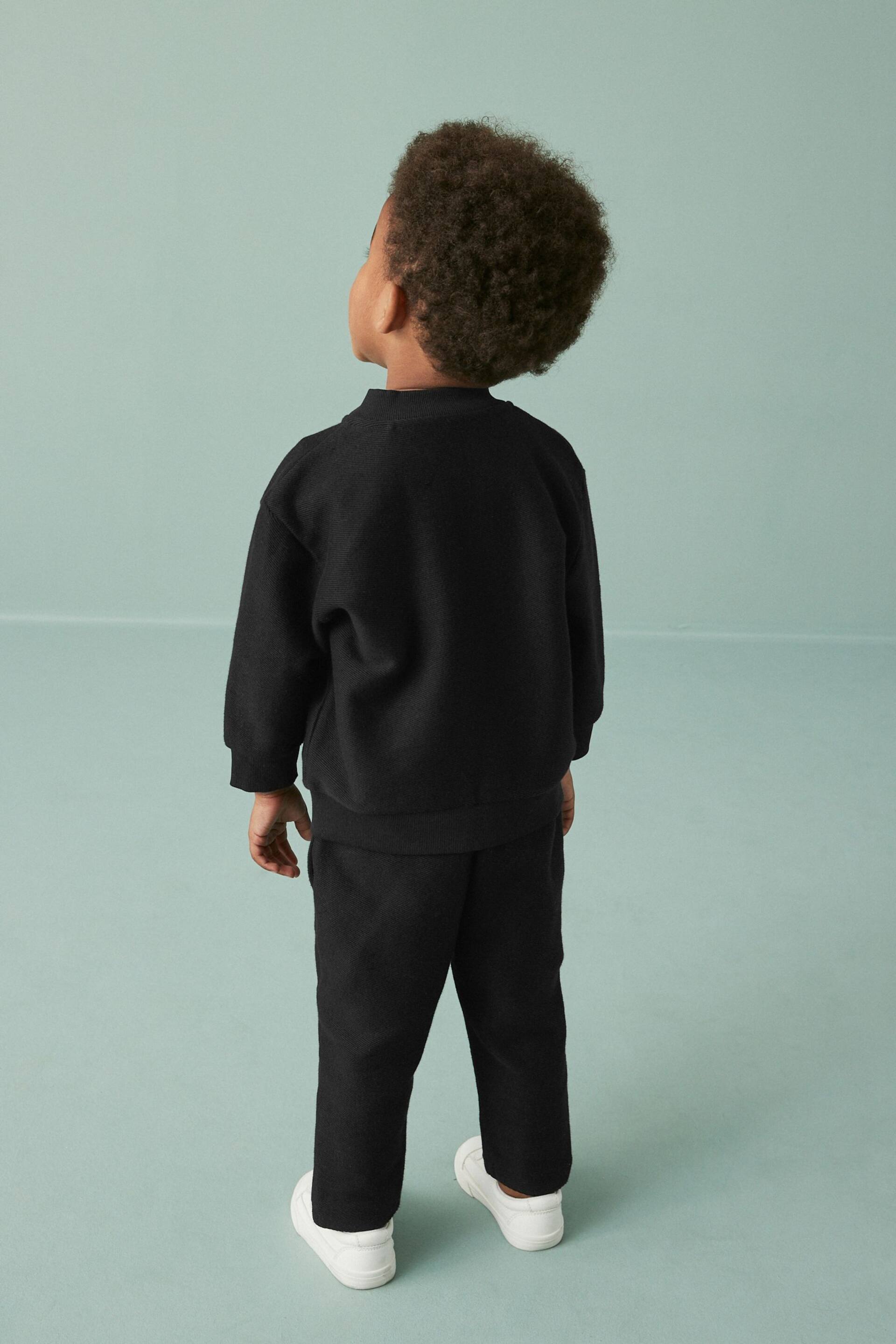 Black Jersey Bomber Jacket And Joggers 2 Piece Set (3mths-7yrs) - Image 3 of 7