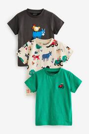 Green/Grey Farm Short Sleeve Character T-Shirts 3 Pack (3mths-7yrs) - Image 1 of 5