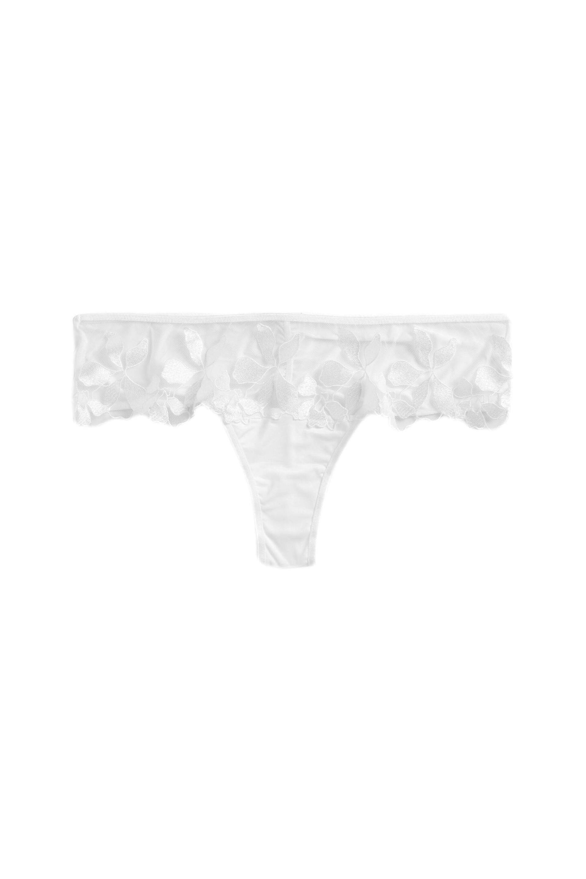 White Brazilian Floral Embroidered Knickers - Image 6 of 7