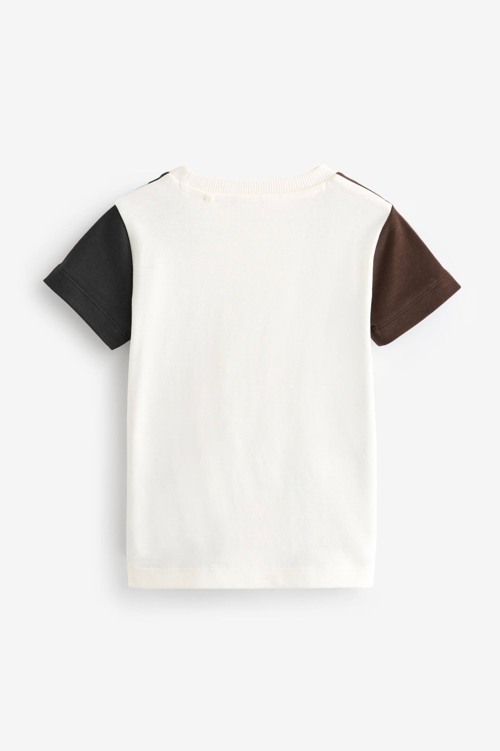 Grey/Brown Short Sleeve Colourblock T-Shirt (3mths-7yrs) - Image 2 of 3