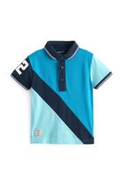 Blue Short Sleeve Colourblock Polo Shirt (3mths-7yrs) - Image 1 of 3