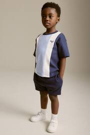 Blue Short Sleeve Colourblock T-Shirt and Shorts Set (3mths-7yrs) - Image 2 of 7