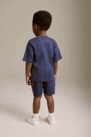 Blue Short Sleeve Colourblock T-Shirt and Shorts Set (3mths-7yrs) - Image 3 of 7