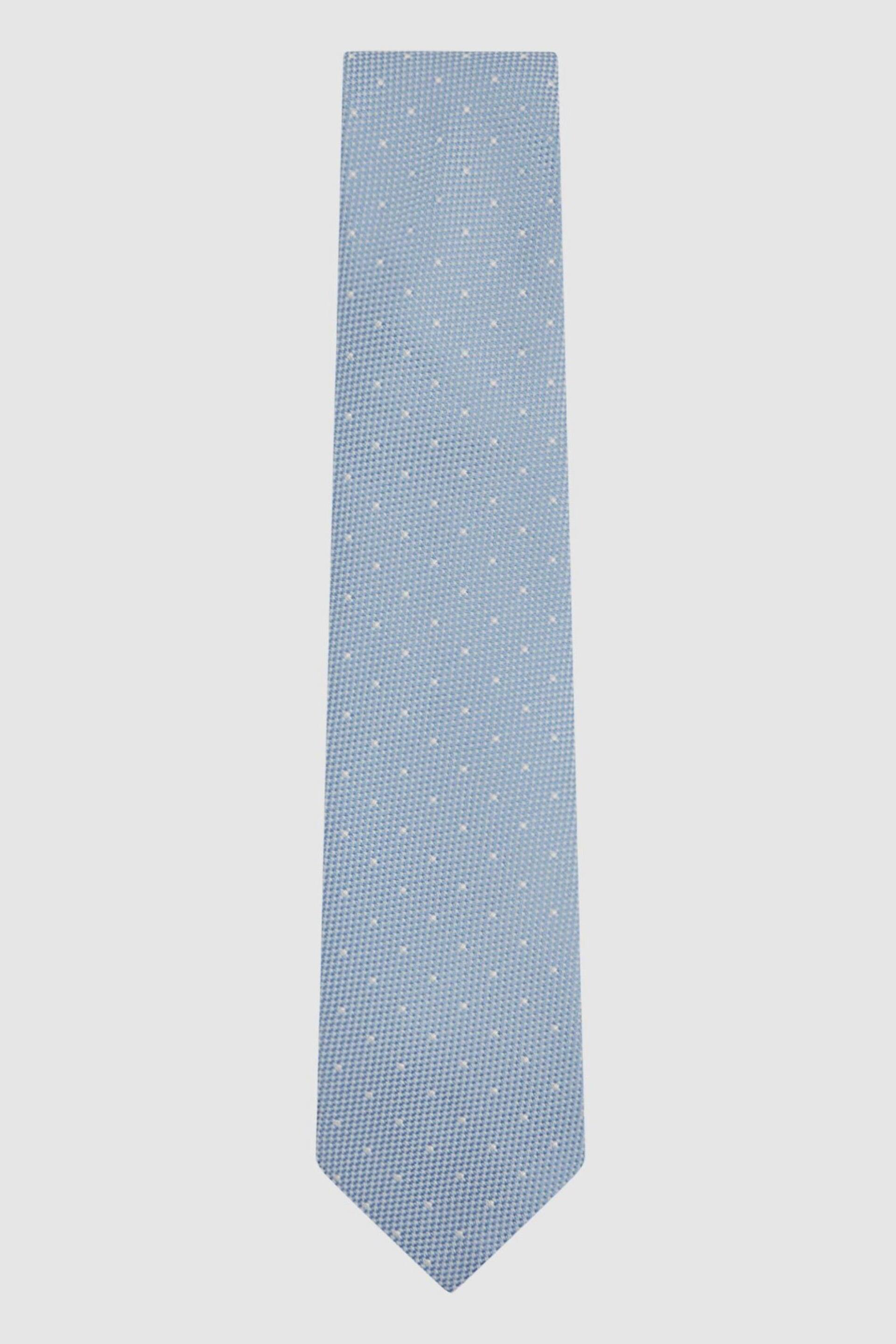 Reiss Soft Blue Liam Silk Polka Dot Tie - Image 1 of 5