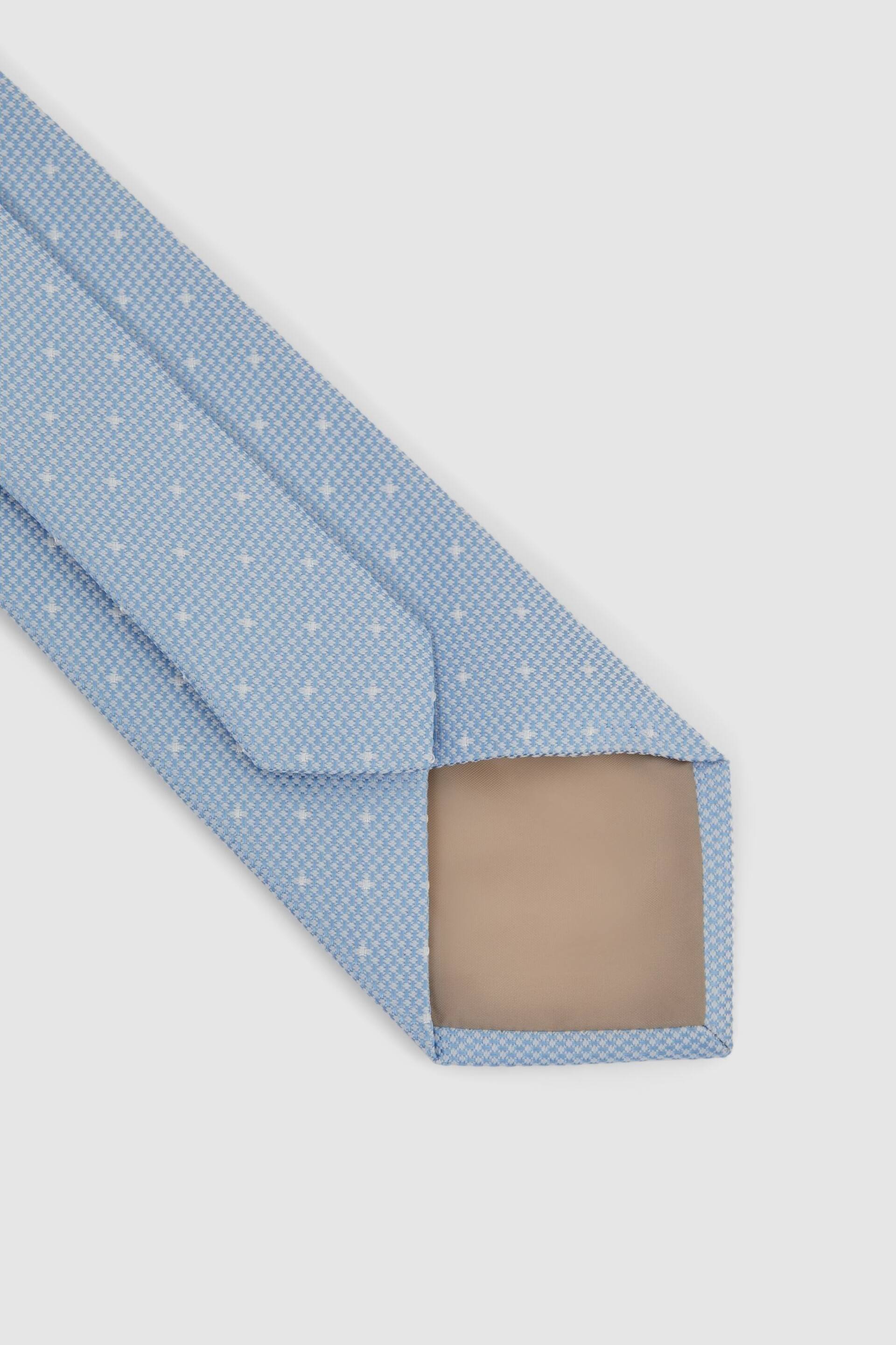 Reiss Soft Blue Liam Silk Polka Dot Tie - Image 4 of 5